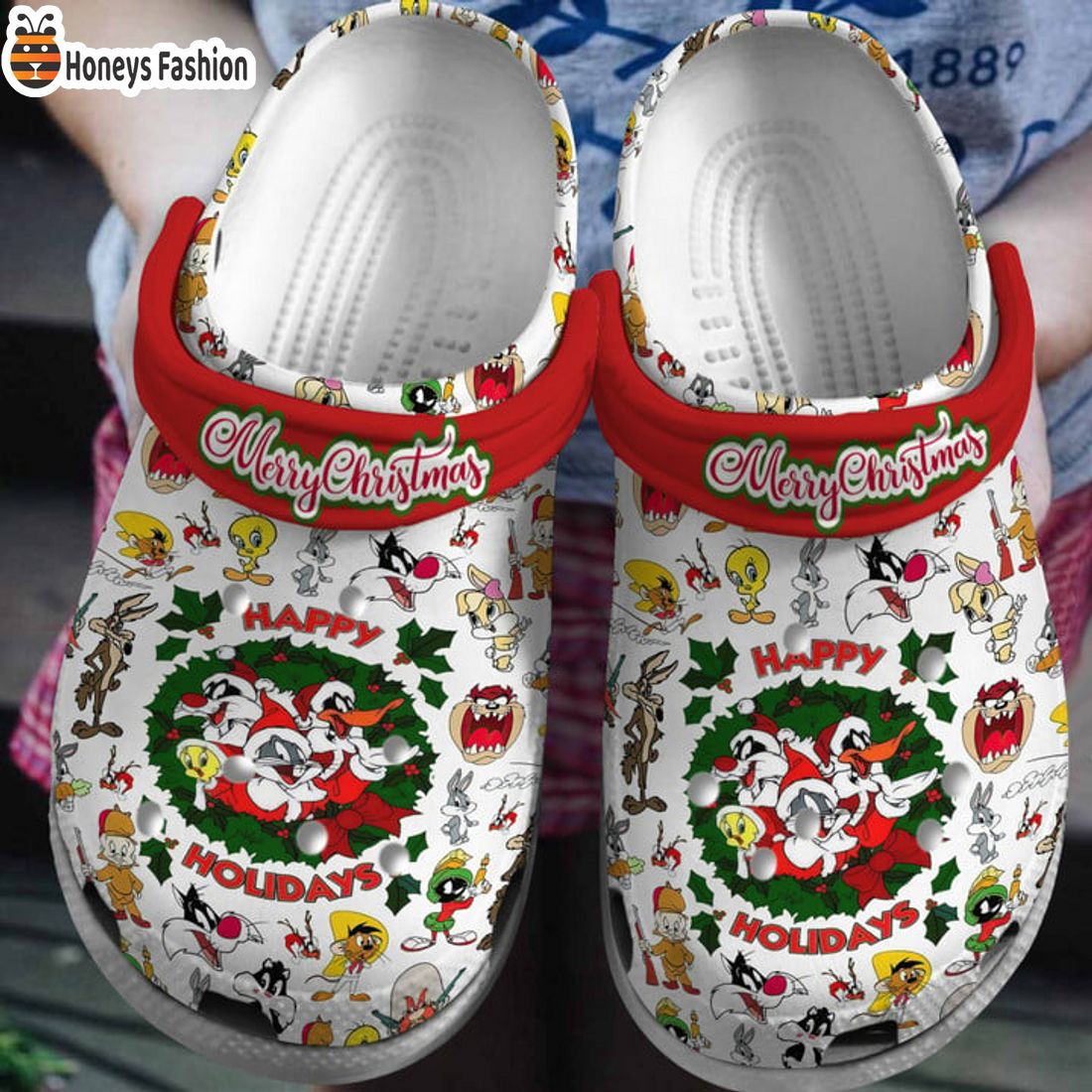 TOP Looney Tunes Happy Merry Christmas Crocs Clog Shoes