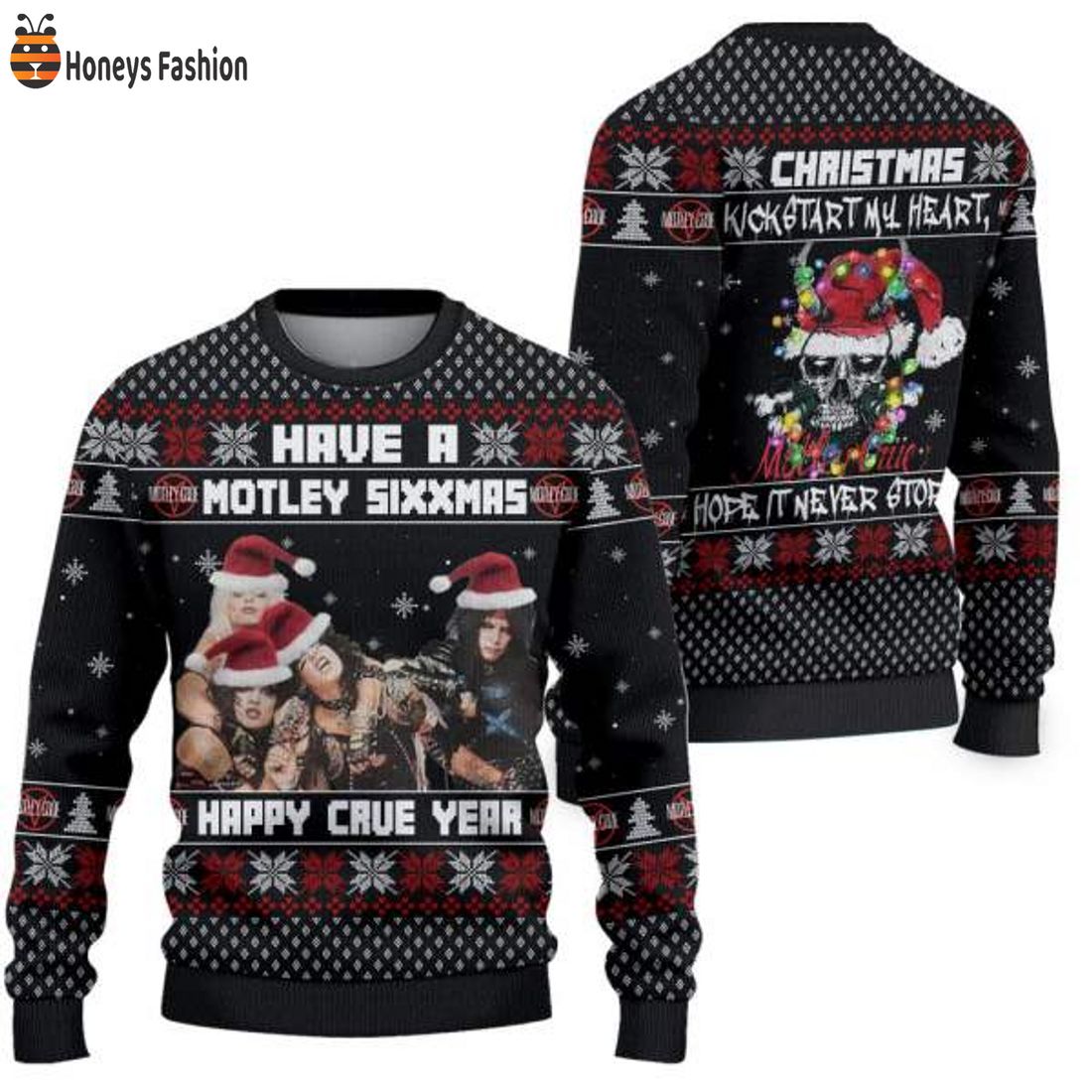 TOP Motley Crue Happy Crue Year Ugly Christmas Sweater