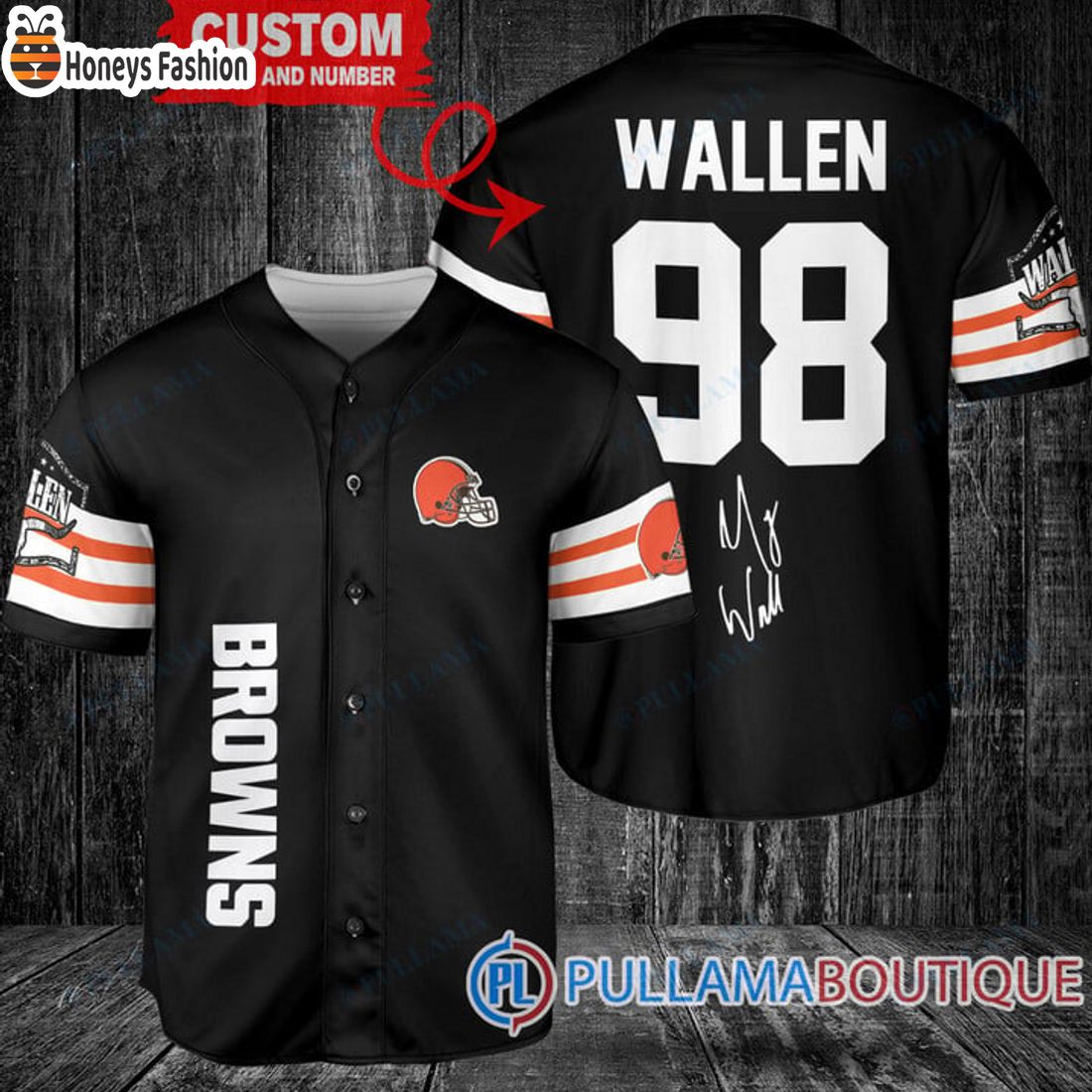 TOP SELLER Morgan Wallen Cleveland Browns Custom Black Baseball Jersey