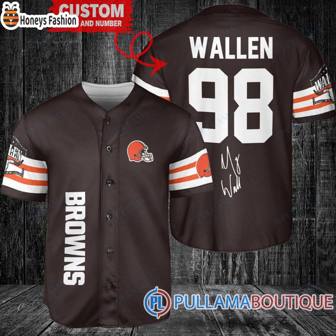 TOP SELLER Morgan Wallen Cleveland Browns Custom Brown Baseball Jersey
