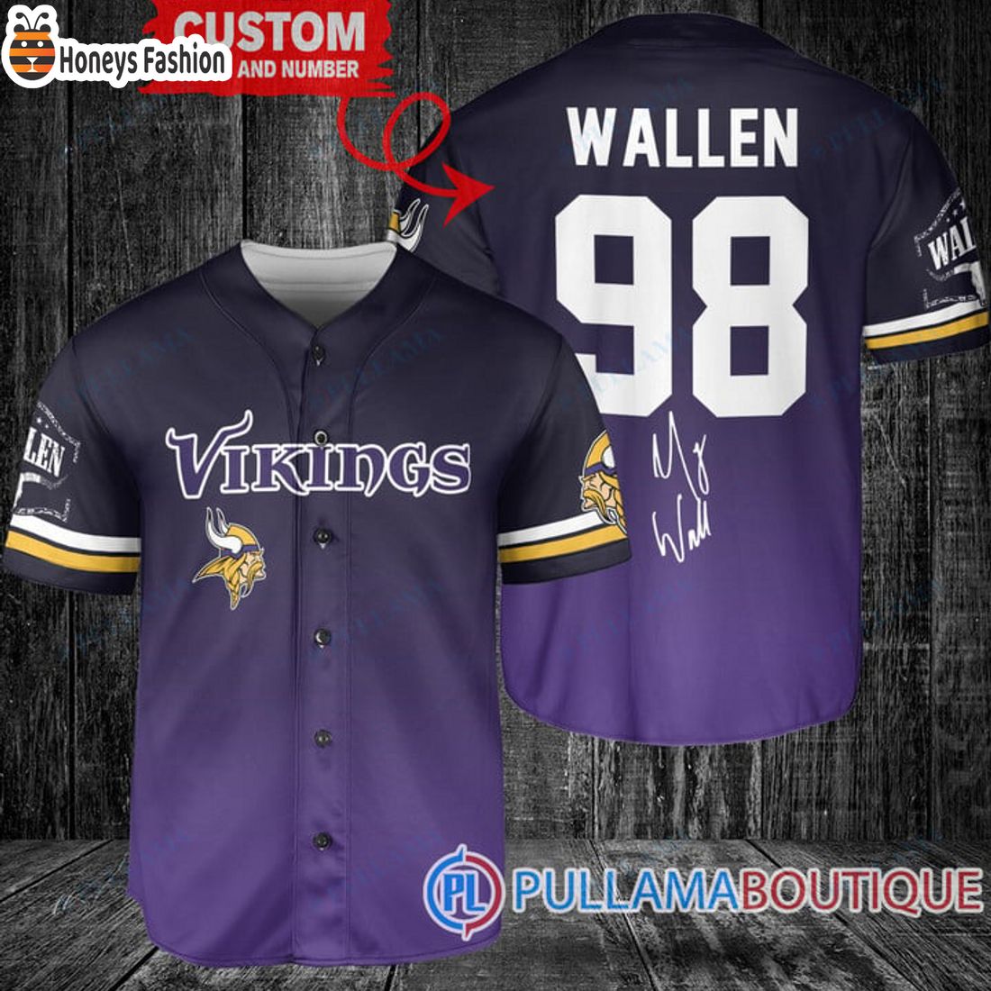 TOP SELLER Morgan Wallen Minnesota Vikings Custom Purple Baseball Jersey