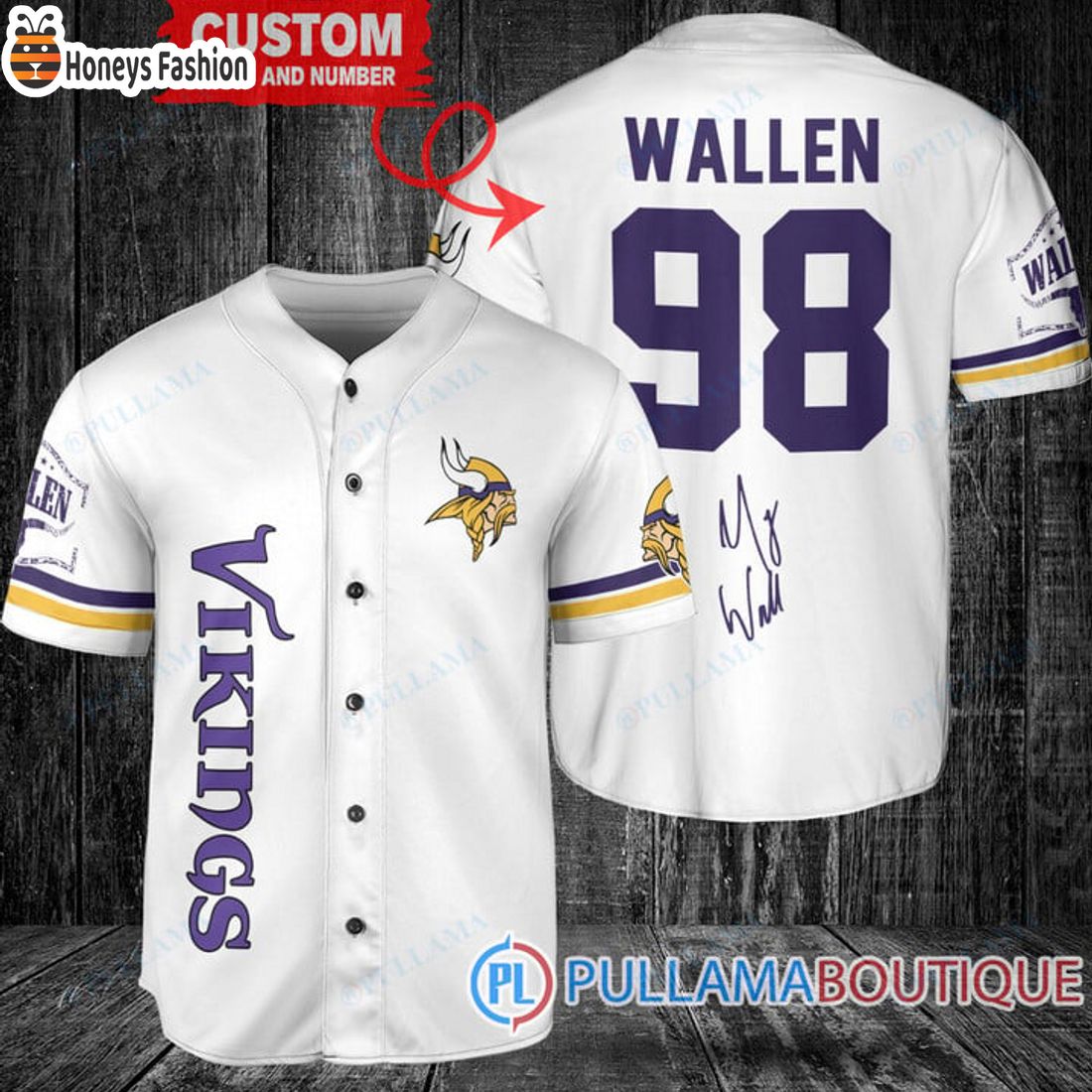 TOP SELLER Morgan Wallen Minnesota Vikings Custom White Baseball Jersey