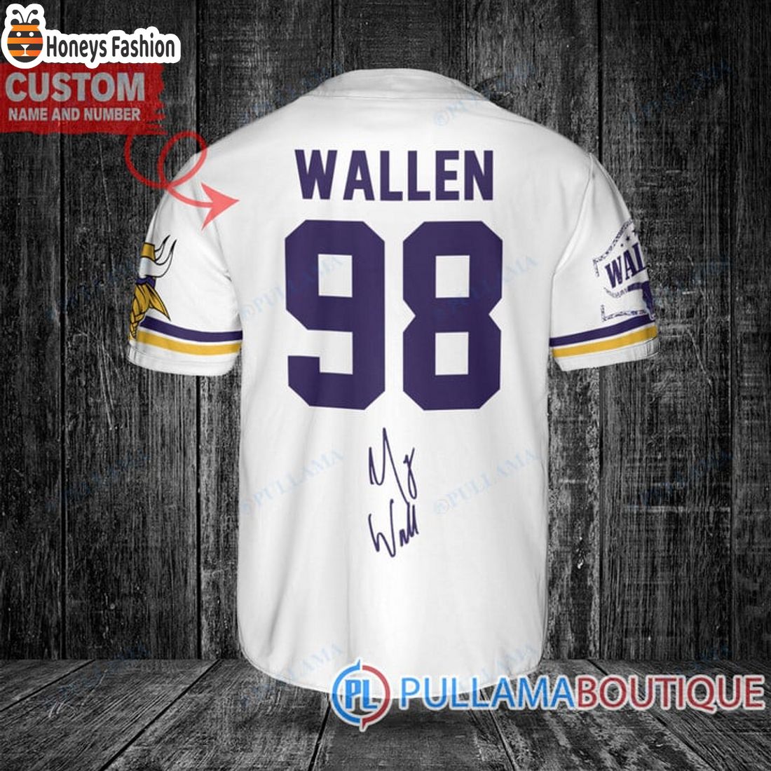 TOP SELLER Morgan Wallen Minnesota Vikings Custom White Baseball Jersey