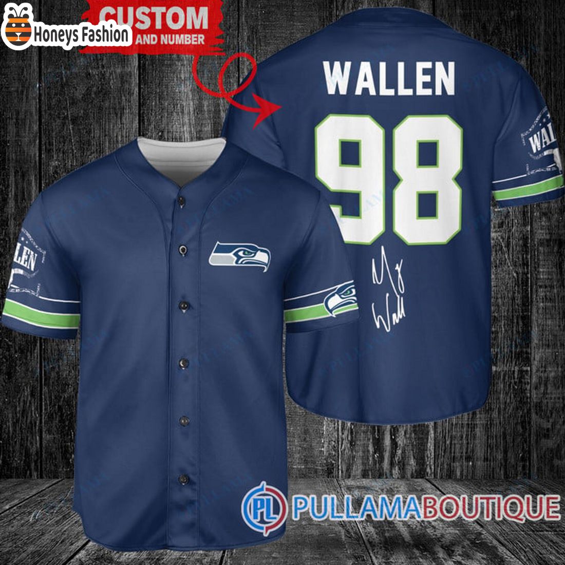 TOP SELLER Morgan Wallen Seattle Seahawks Custom Blue Baseball Jersey