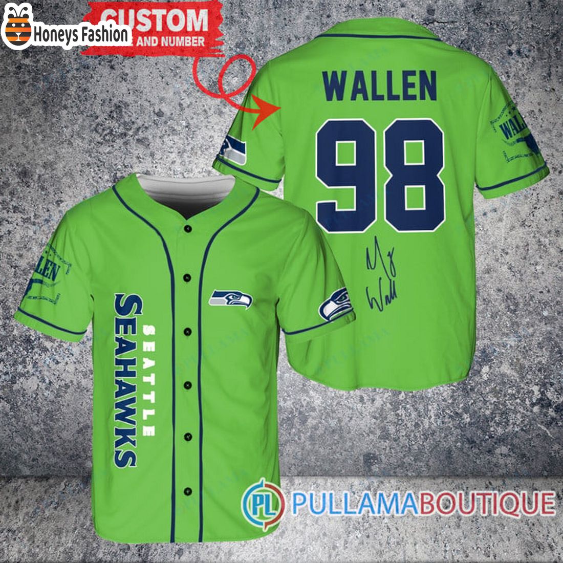 TOP SELLER Morgan Wallen Seattle Seahawks Custom Green Baseball Jersey
