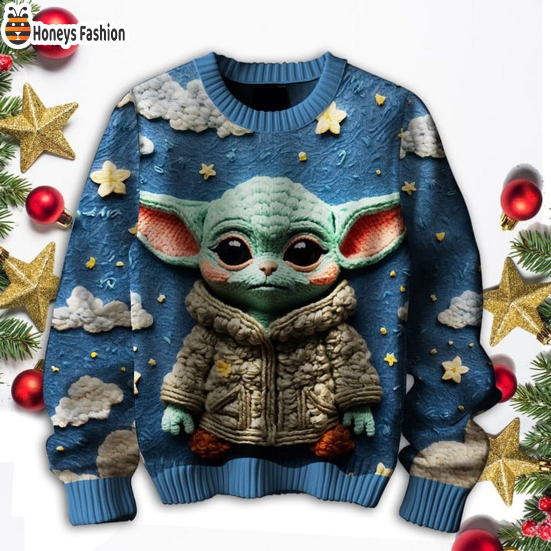 TOP Star Wars Baby Yoda Wool Ugly Christmas Sweater