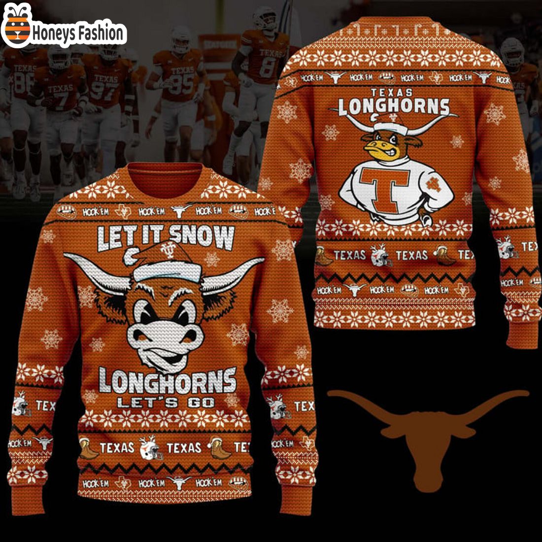 TOP Texas Longhorn Let It Snow Let’s Go Ugly Christmas Sweater