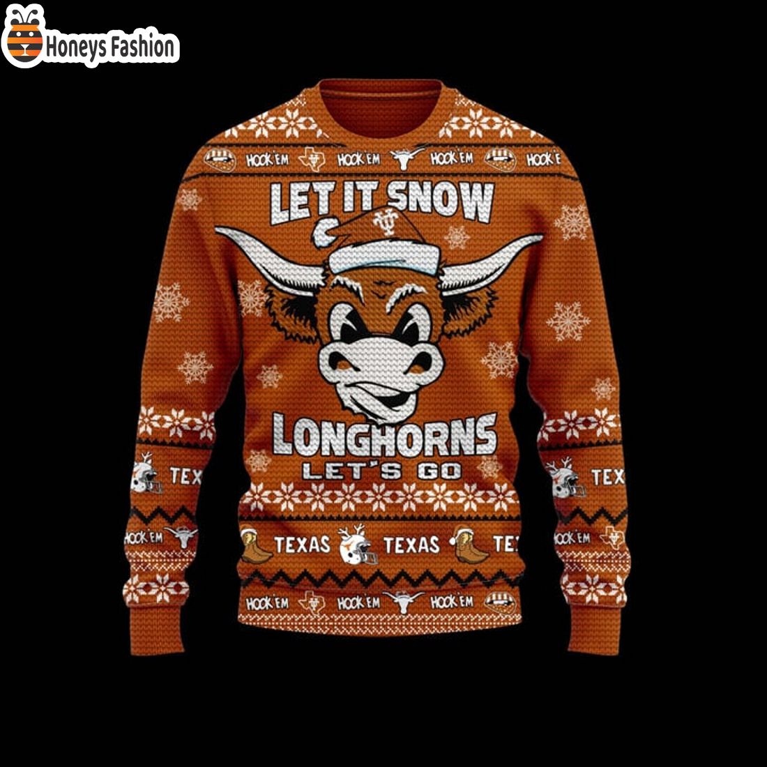 TOP Texas Longhorn Let It Snow Let’s Go Ugly Christmas Sweater