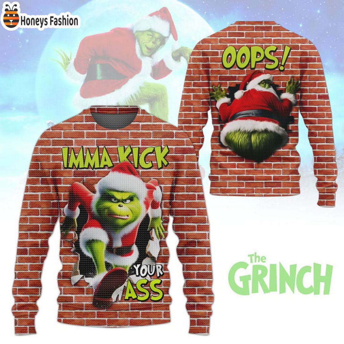 TOP The Grinch Imma Kick You Ass Oops Ugly Christmas Sweater