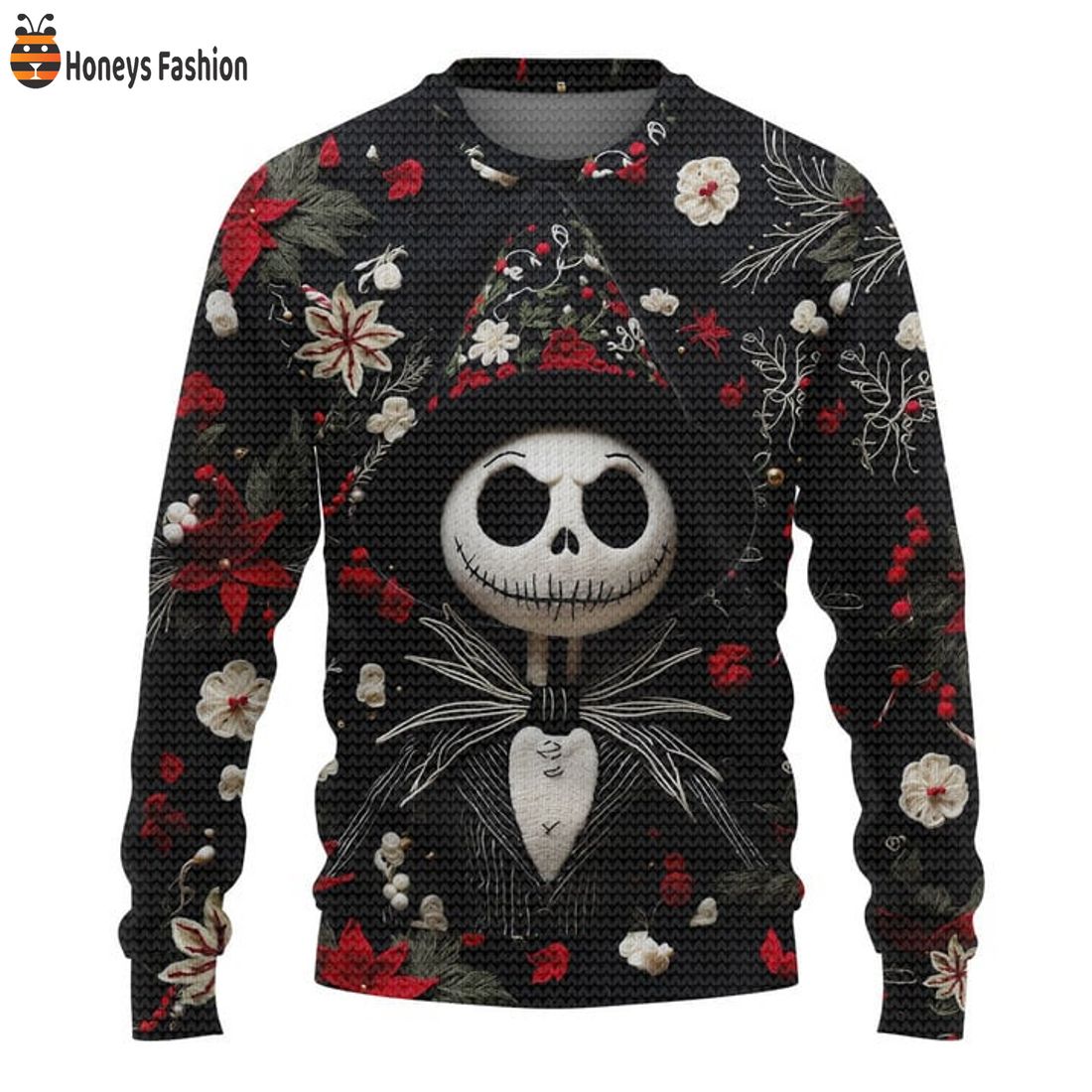 TOP The Nightmare Before Christmas Jack Skellington Witch Hat Santa Ugly Christmas Sweater