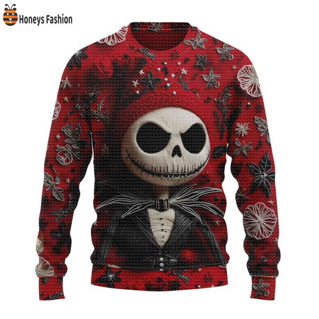 TOP The Nightmare Before Christmas Jack Skellington Woolen Red Ugly Christmas Sweater