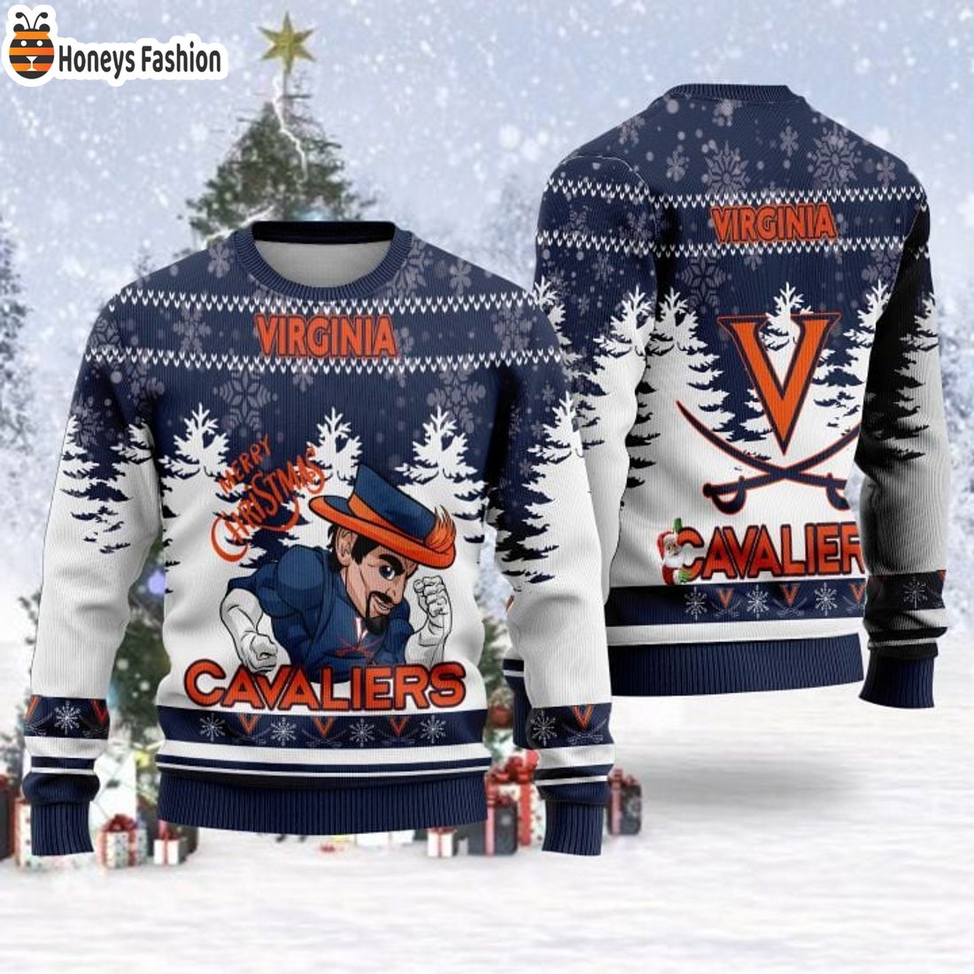 TOP Virginia Cavaliers Mascot Ugly Christmas Sweater