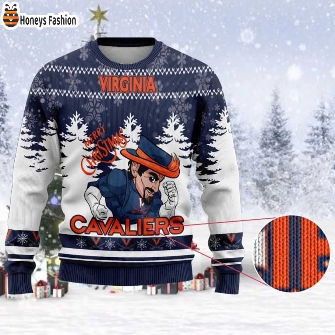 TOP Virginia Cavaliers Mascot Ugly Christmas Sweater