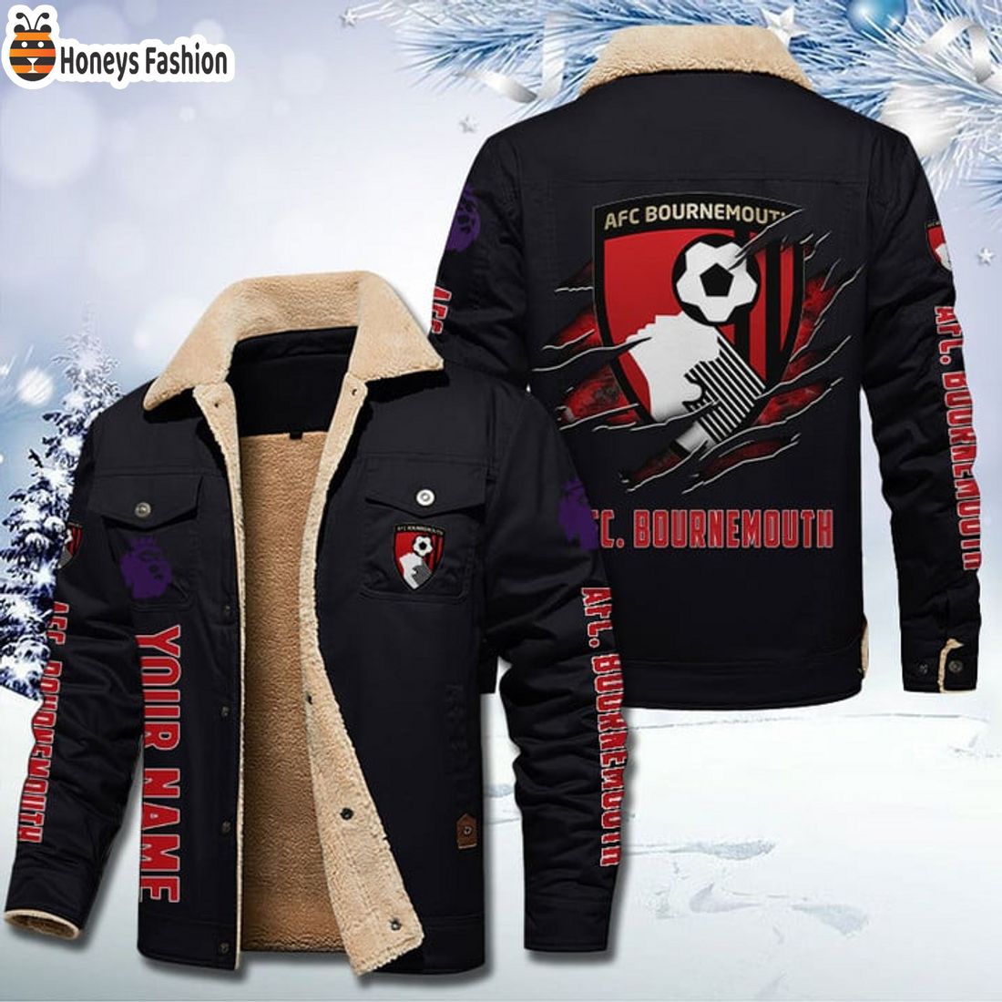 TRENDING AFC Bournemouth Fleece Leather Jacket