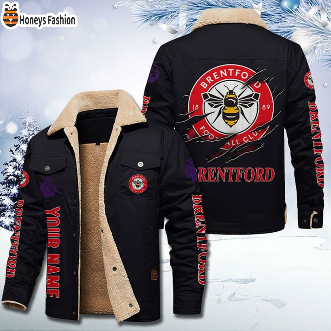 TRENDING Brentford FC Fleece Leather Jacket