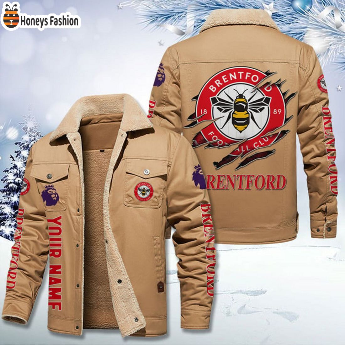 TRENDING Brentford FC Fleece Leather Jacket