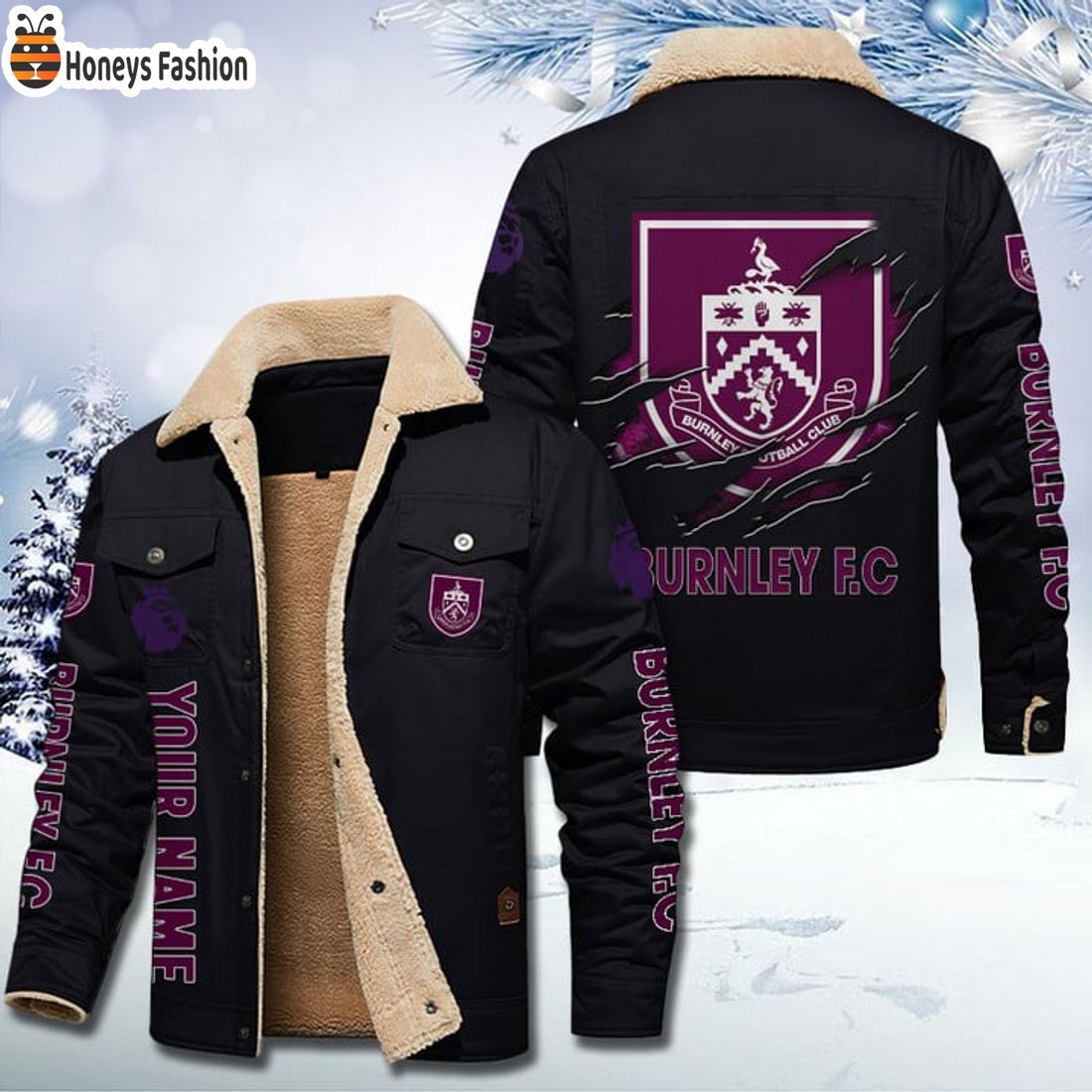 TRENDING Burnley FC Fleece Leather Jacket