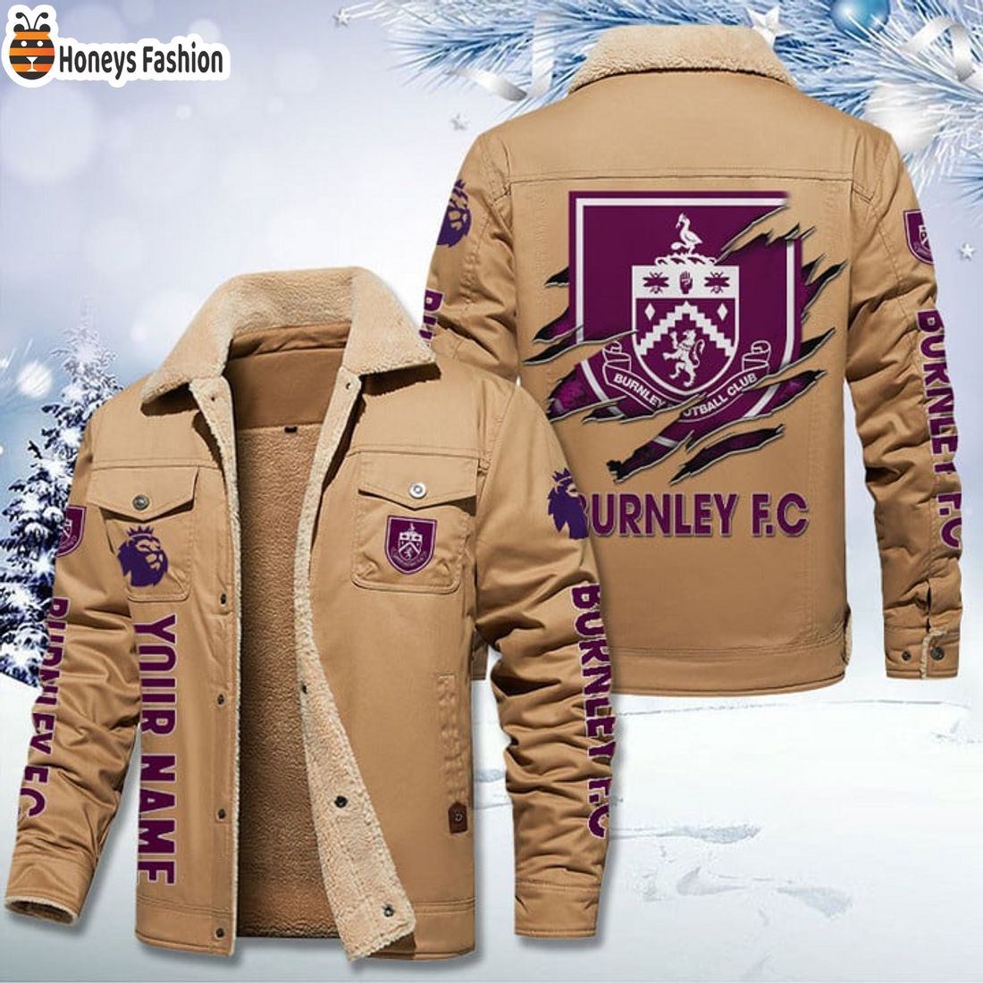 TRENDING Burnley FC Fleece Leather Jacket