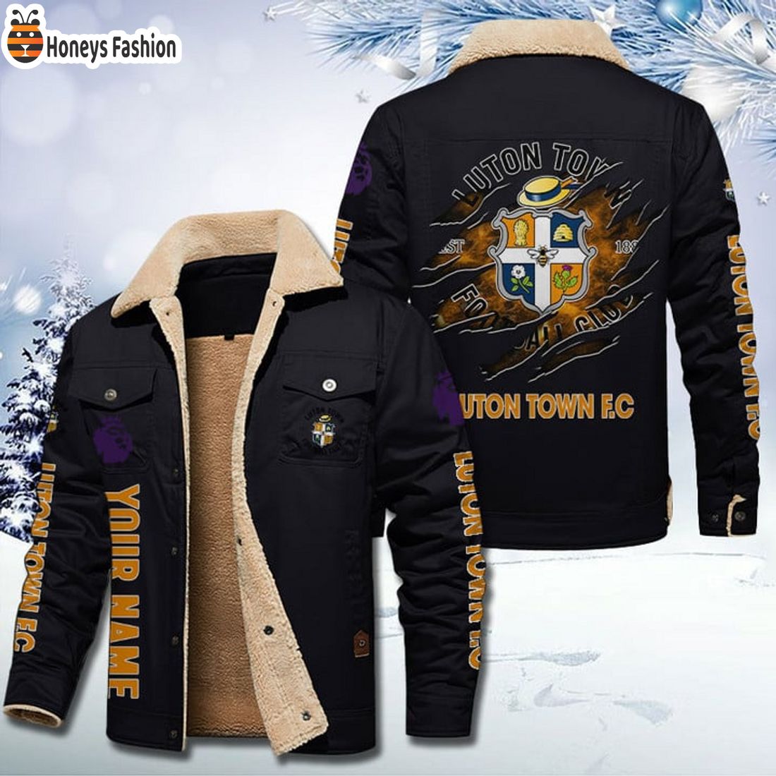 TRENDING Luton Town FC Fleece Leather Jacket