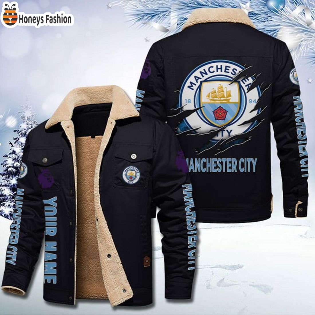 TRENDING Manchester City FC Fleece Leather Jacket