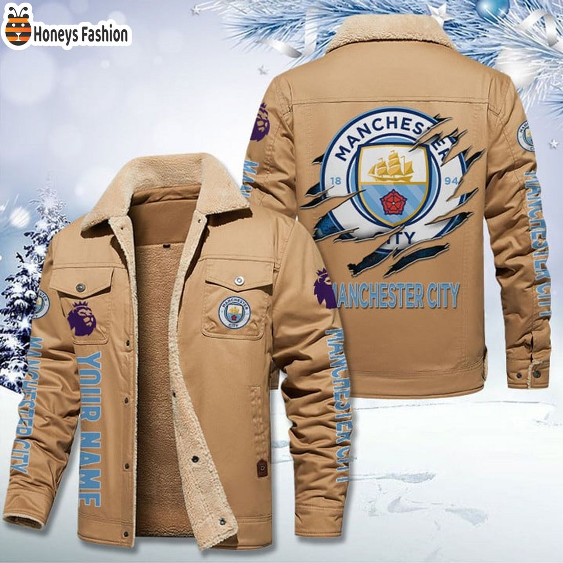 TRENDING Manchester City FC Fleece Leather Jacket