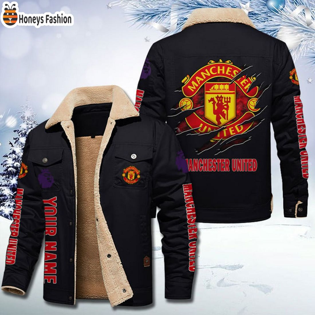 TRENDING Manchester United Fleece Leather Jacket