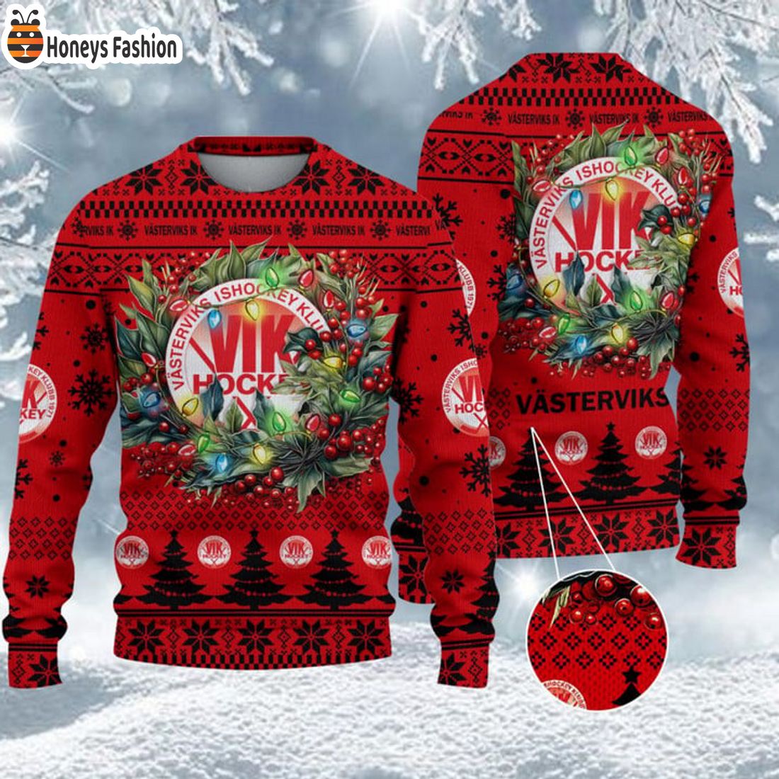 TRENDING Vasterviks IK SHL & HockeyAllsvenskan Ugly Christmas Sweater