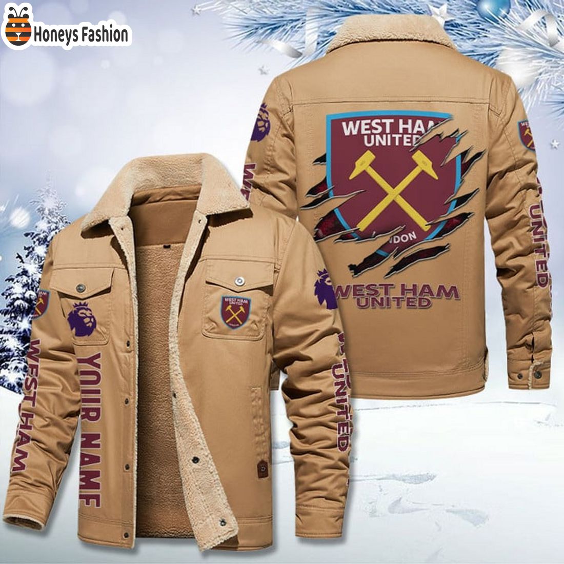 TRENDING West Ham United FC Fleece Leather Jacket