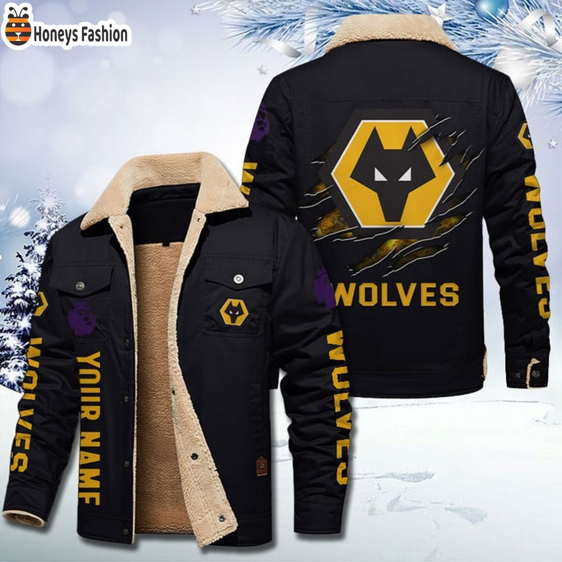 TRENDING Wolverhampton Wanderers FC Fleece Leather Jacket