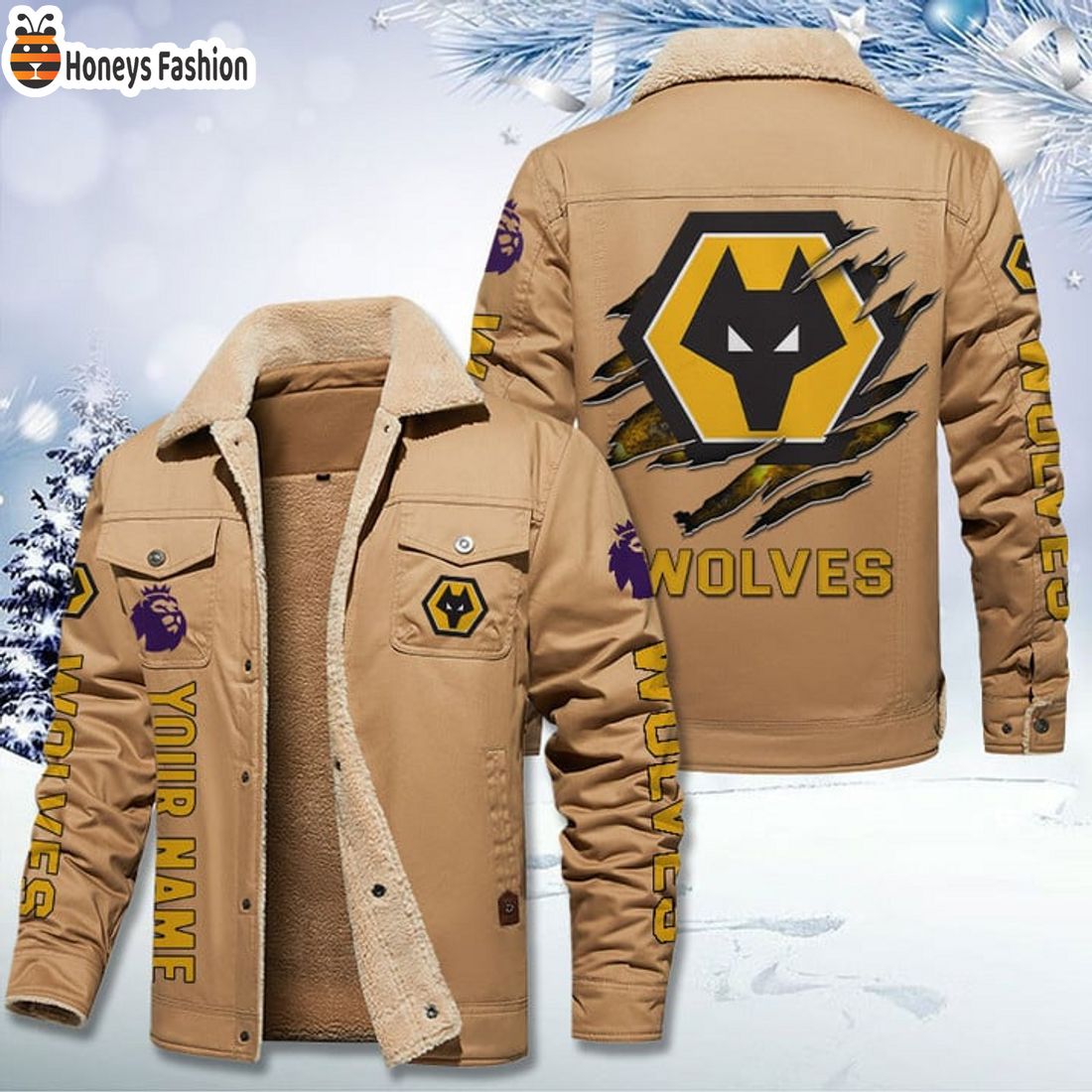 TRENDING Wolverhampton Wanderers FC Fleece Leather Jacket