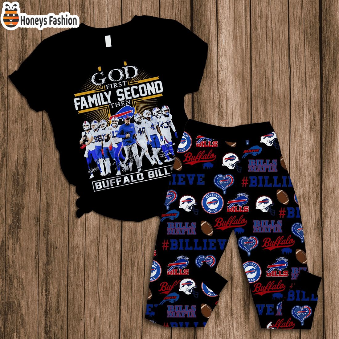 Buffalo Bills God First Family Second Pajamas Set