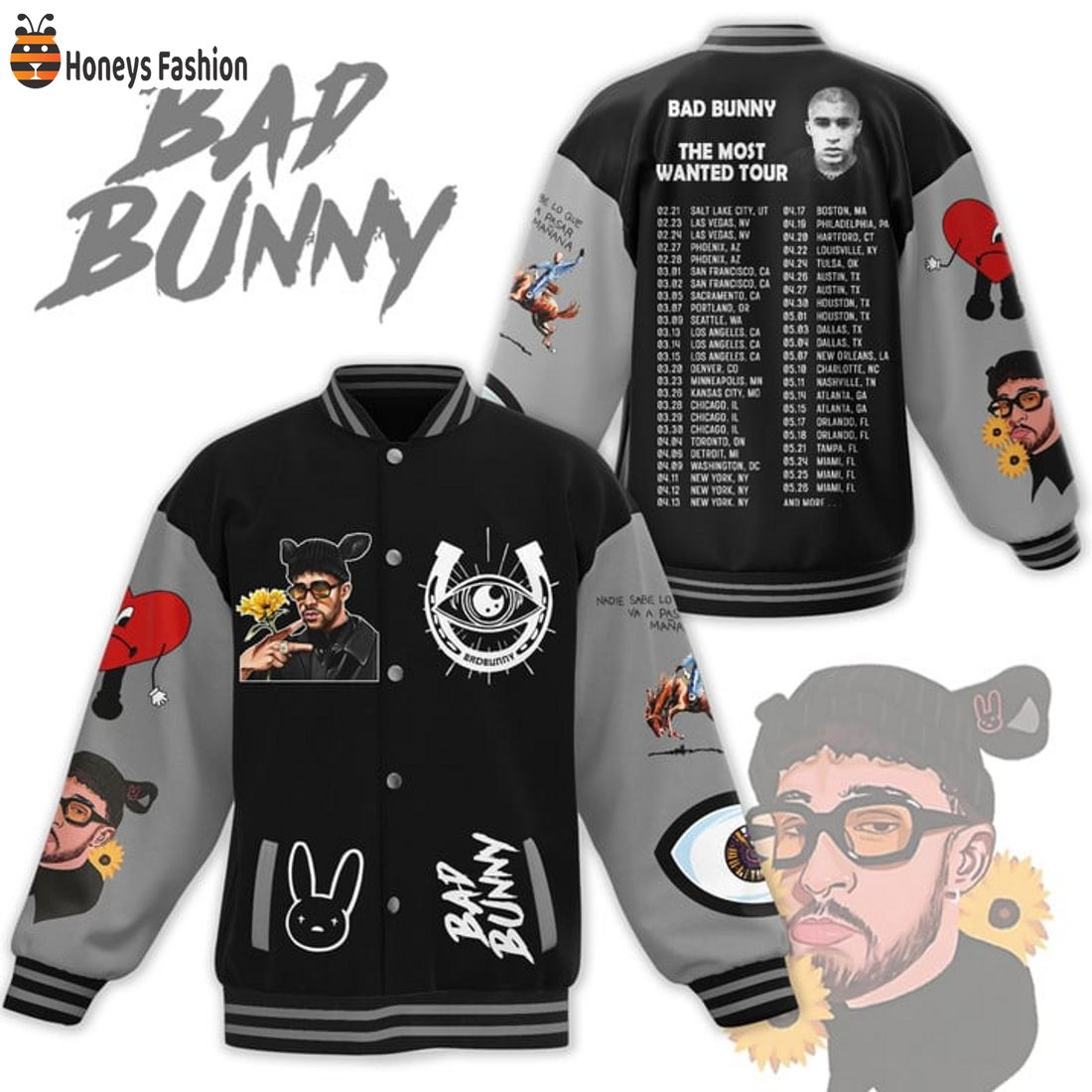 HOT Bad Bunny The Most Wanted Tour Baseball Jacket