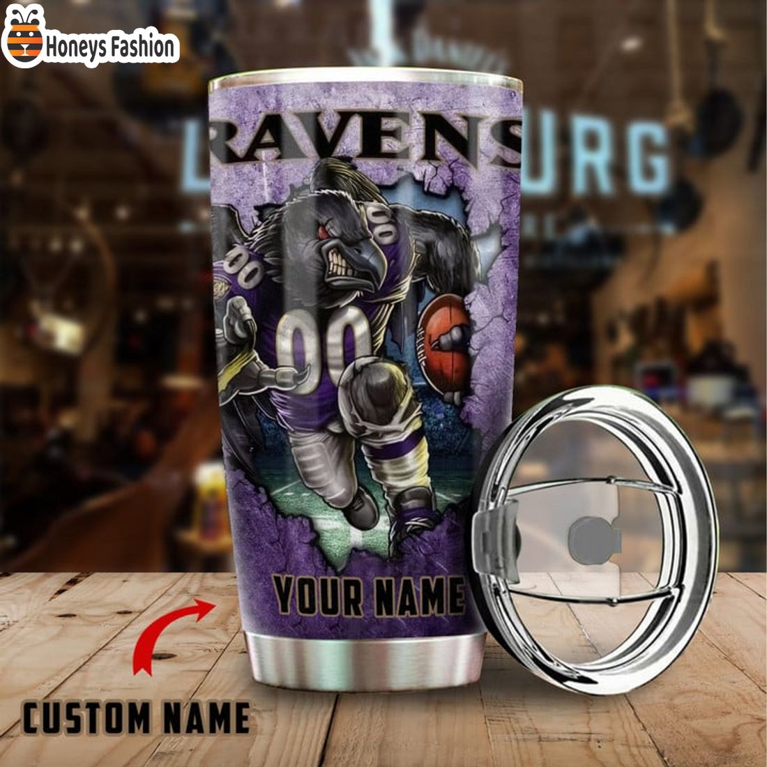 HOT Baltimore Ravens Poe Mascot Custom Name Tumbler