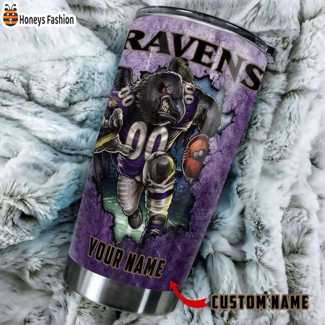 HOT Baltimore Ravens Poe Mascot Custom Name Tumbler