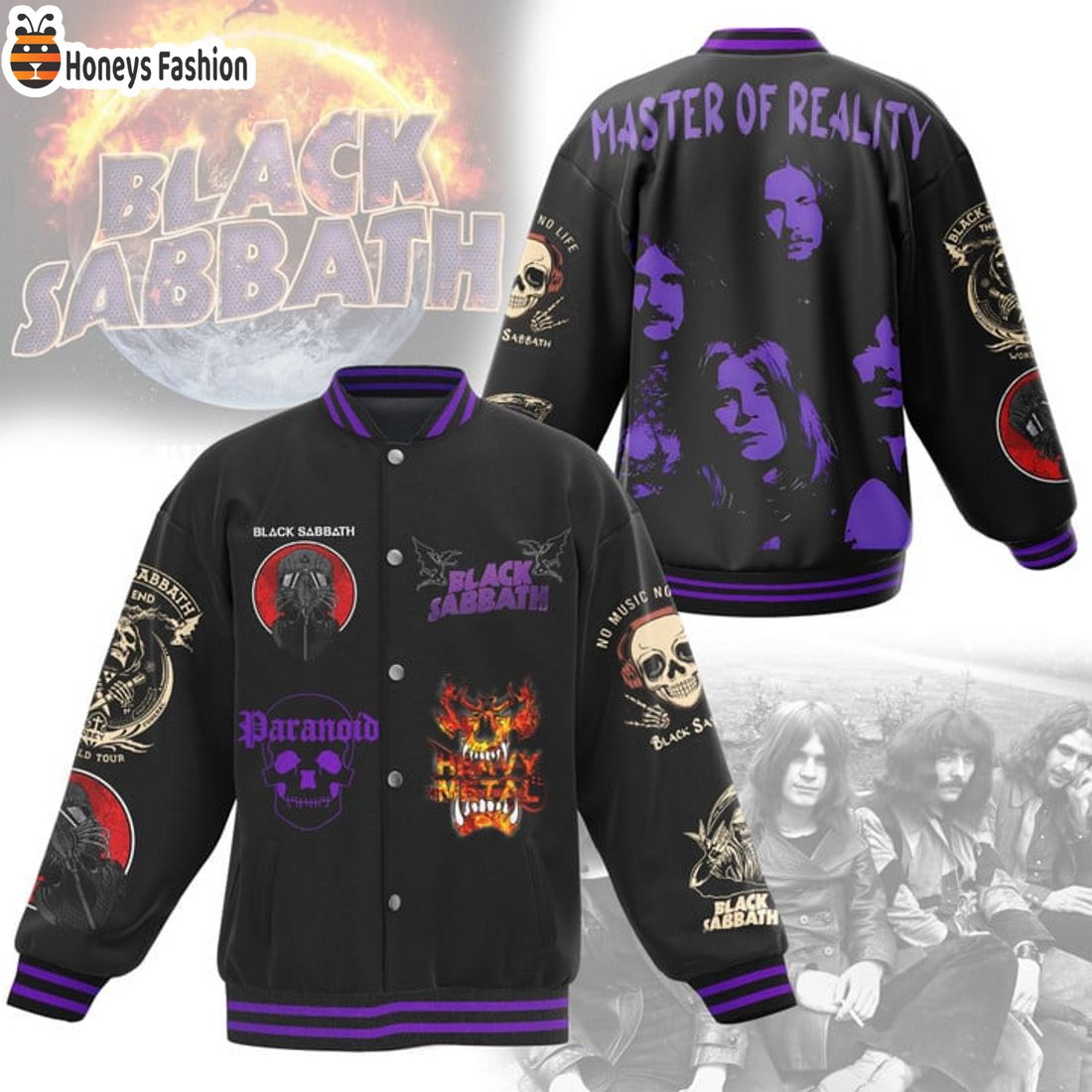 HOT Black Sabbath Paranoid No Music No Life Baseball Jacket