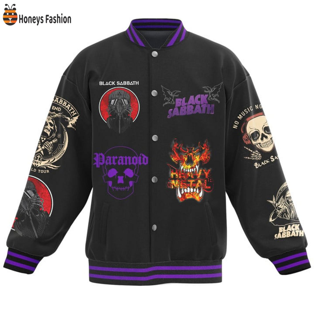 HOT Black Sabbath Paranoid No Music No Life Baseball Jacket