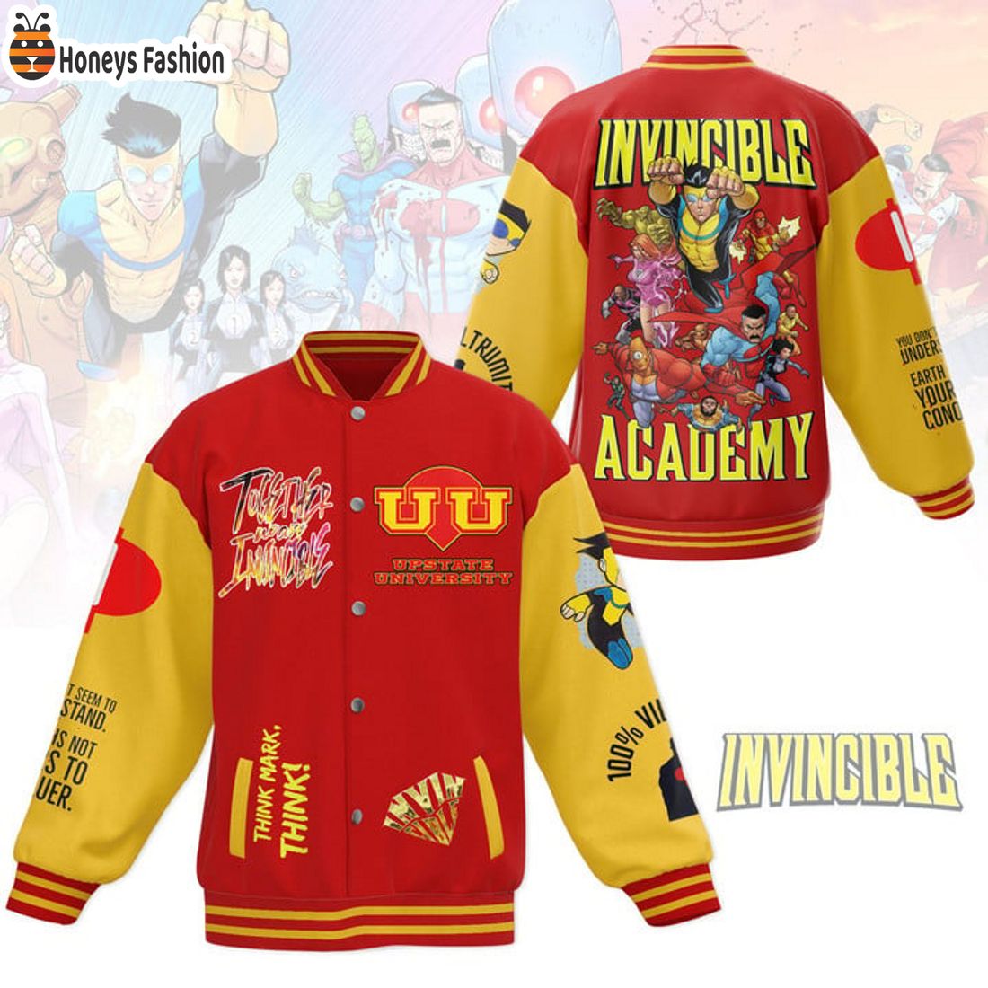 HOT Invincible Upsate University Think Mark Think Baseball Jacket