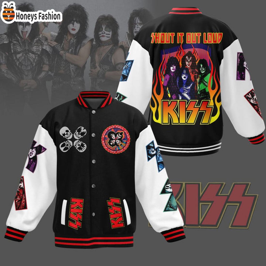 HOT Kiss Band Shout It Out Loud Baseball Jacket