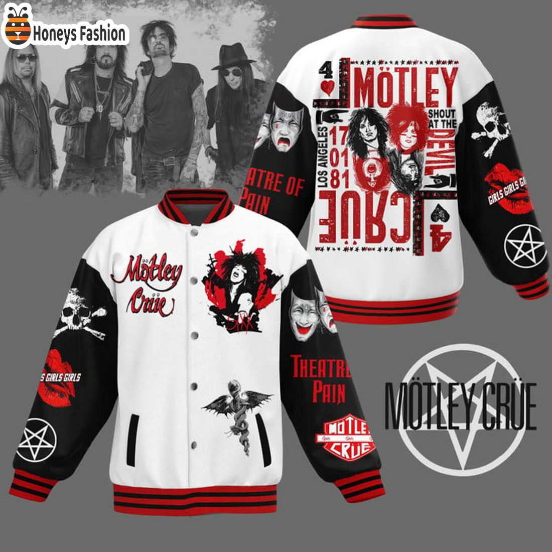 HOT Motley Crue Los Angeles Theatre Of Pain Baseball Jacket