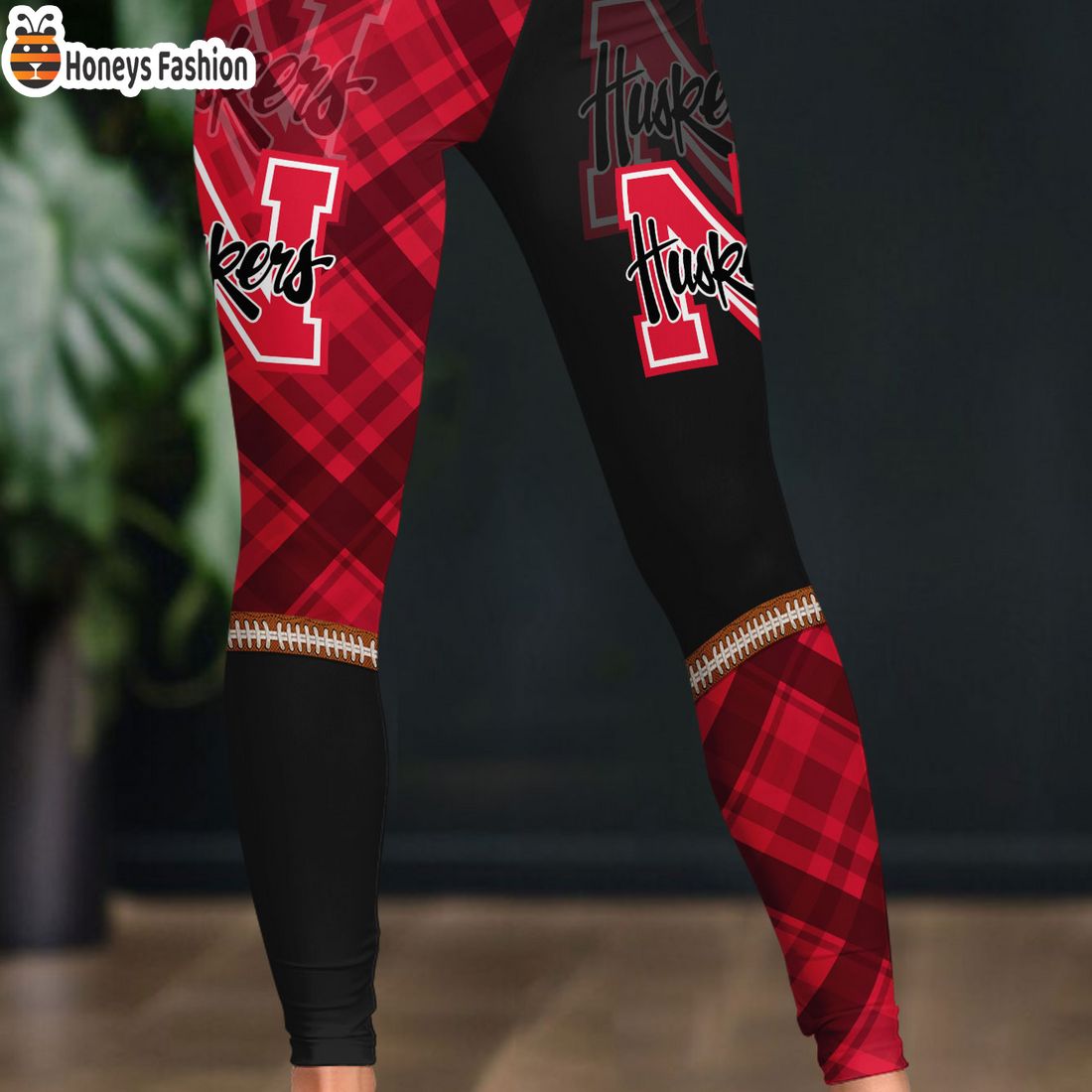 HOT NCAA Nebraska Cornhuskers Plaid Pattern 3D Women Sport Legging