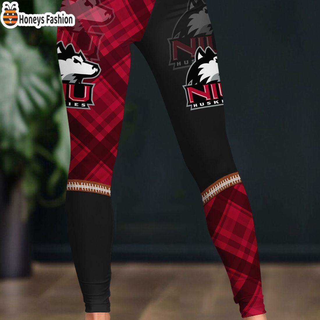 HOT NCAA Northern Illinois Huskies Plaid Pattern 3D Women Sport Legging