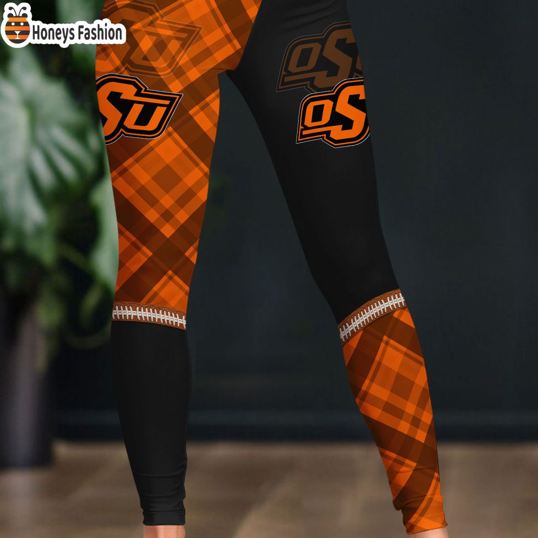 HOT NCAA Oklahoma State Cowboys Plaid Pattern 3D Women Sport Legging