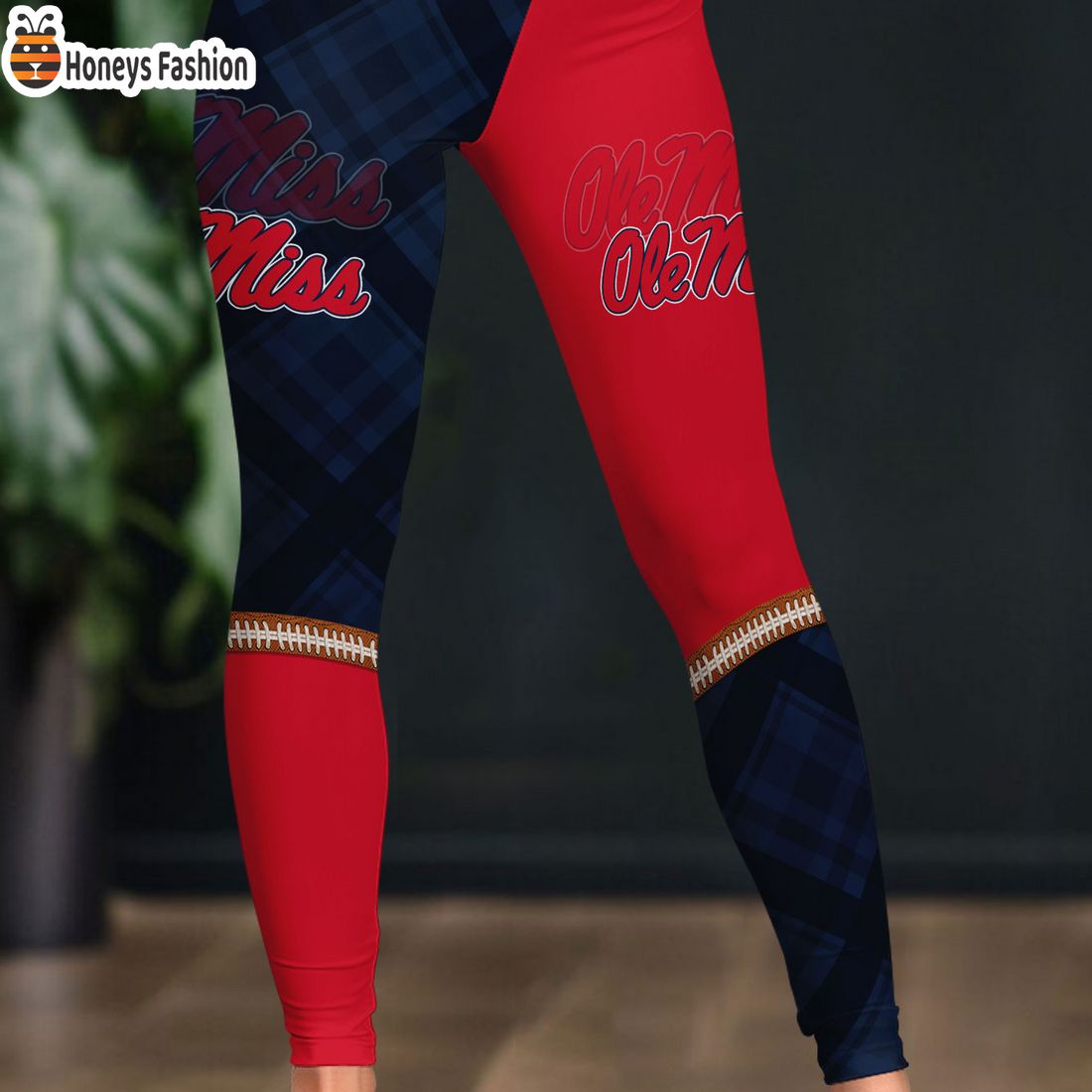 HOT NCAA Ole Miss Rebels Plaid Pattern 3D Women Sport Legging