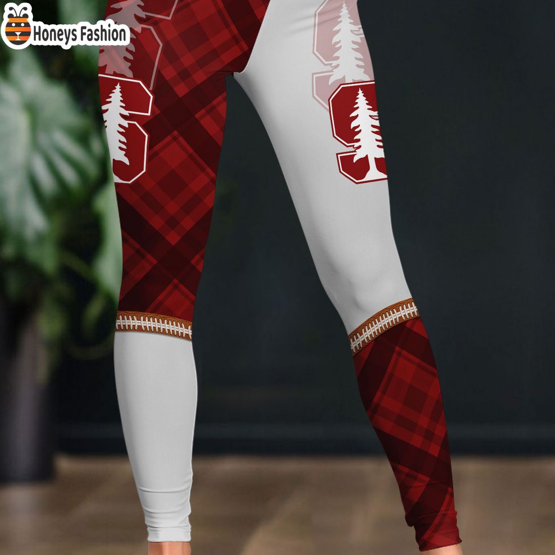 HOT NCAA Stanford Cardinal Plaid Pattern 3D Women Sport Legging