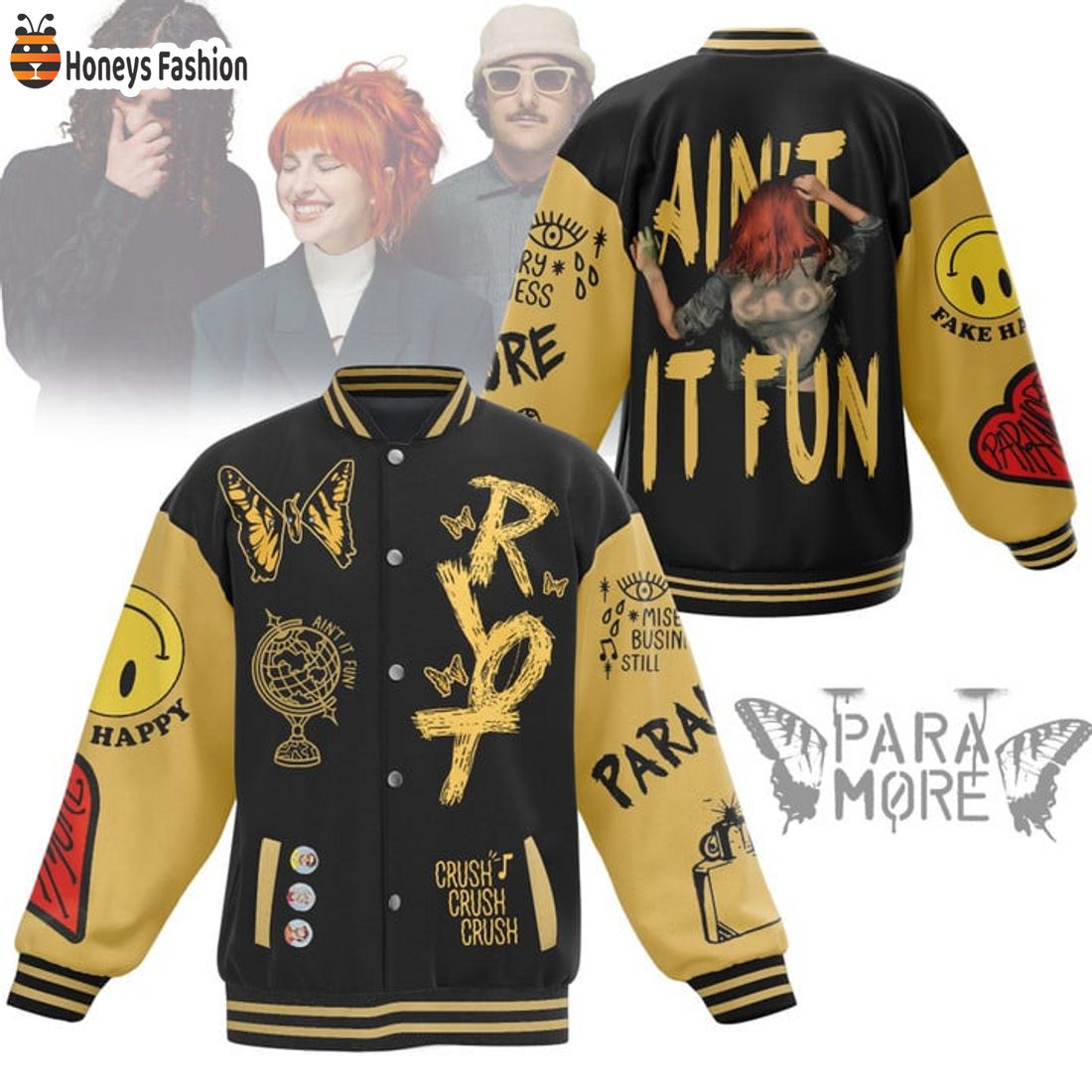 HOT Paramore Misery Ain’t It Fun Business Still Crush Crush Crush Baseball Jacket