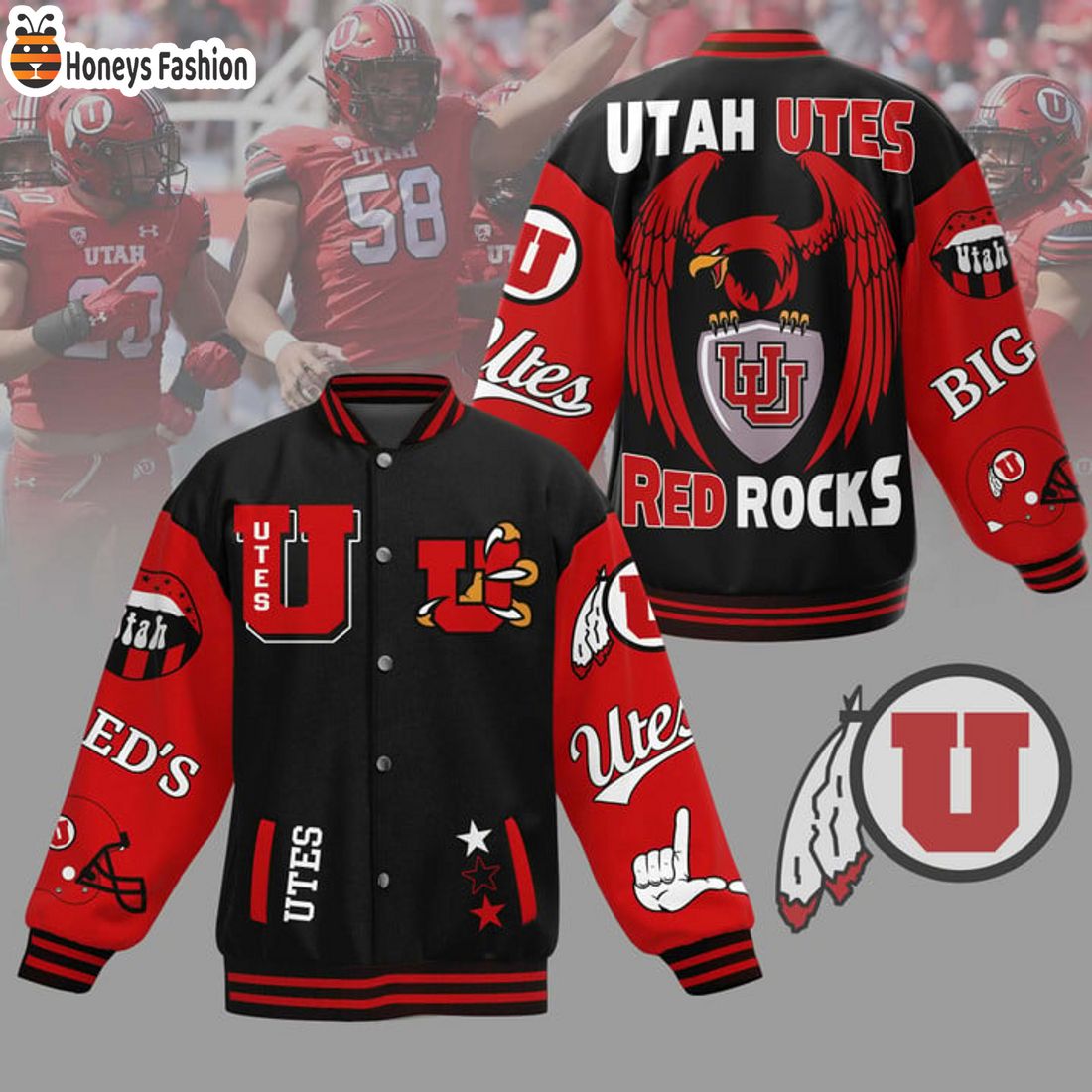 HOT Utah Utes Big Red Rocks Baseball Jacket