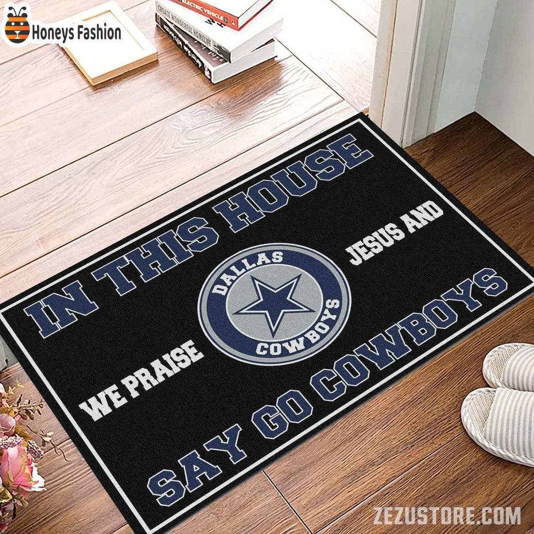 In this house we praise jesus and say go Cowboys doormat