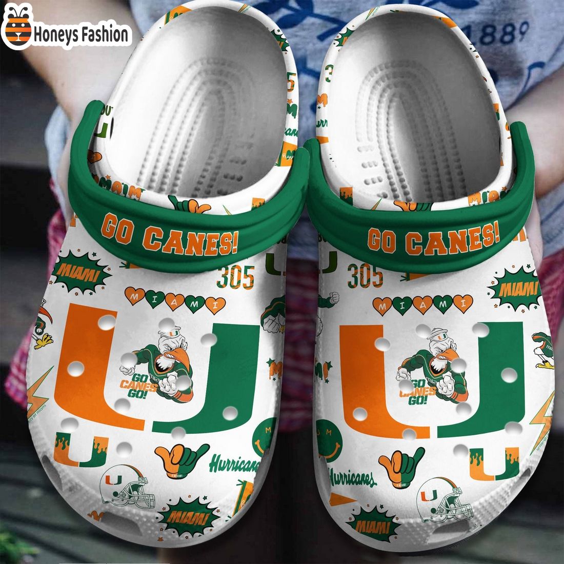 NCAA Miami Hurricanes Crocs Clogs Shoes