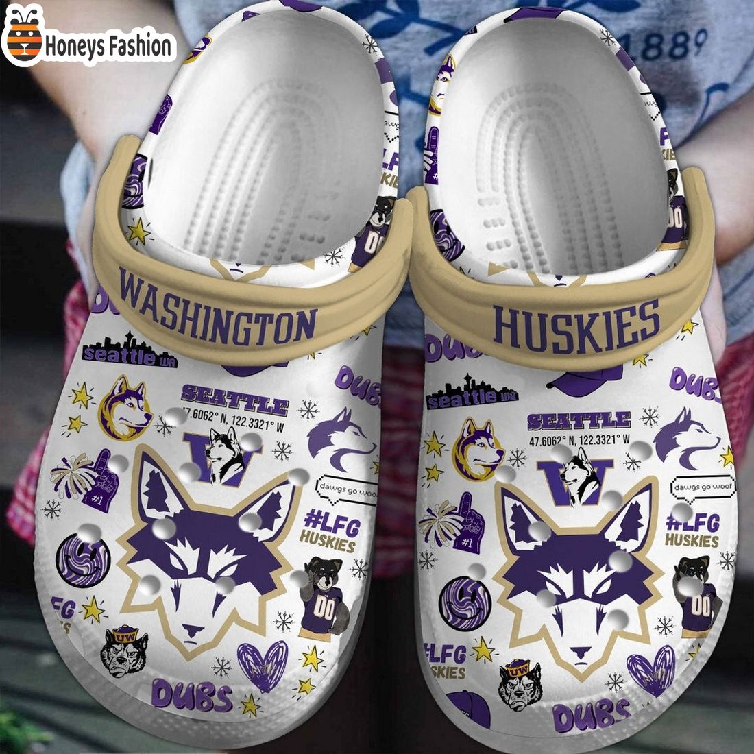 NCAA Washington Huskies Crocs Clogs Shoes