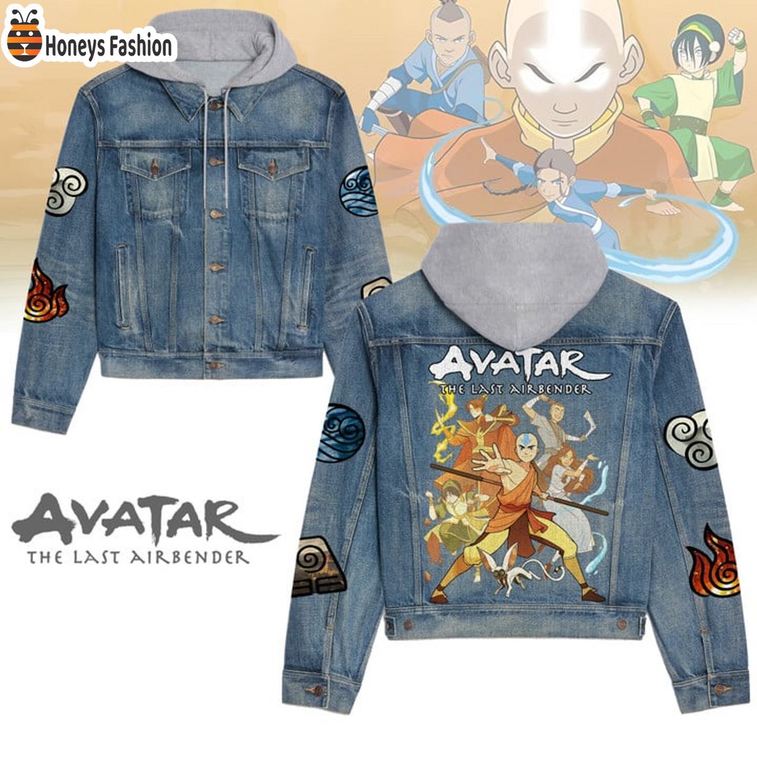 NEW Avatar The Last Airblender Hooded Denim Jacket